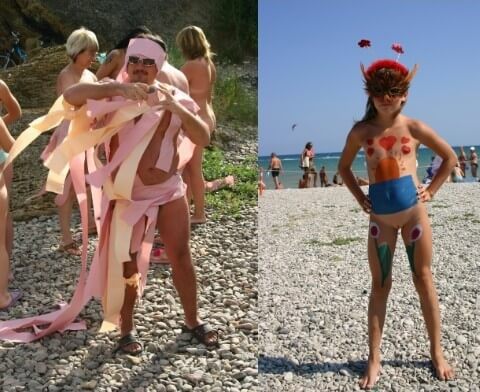 Natural Mud Camouflaging pics - The benefits of naturist vacations