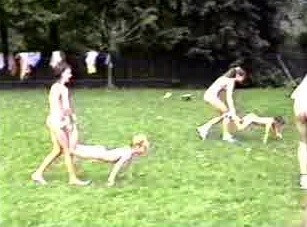 A nudist gathering at the stadium and sports - Nudism strengthens health and self-esteem