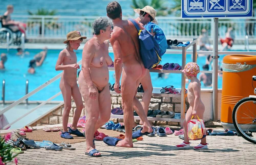 Family Poolside Grouping pics - Nudism helps overcome prejudices and fears