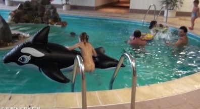 Naturism - Indoor dolphin ride Full HD upd - A person without clothes is closer to nature