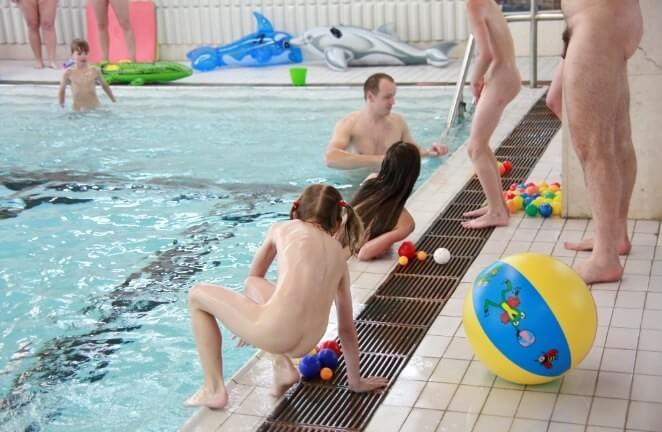 Nude family in the pool photos - Nothing kept the clothes on my body